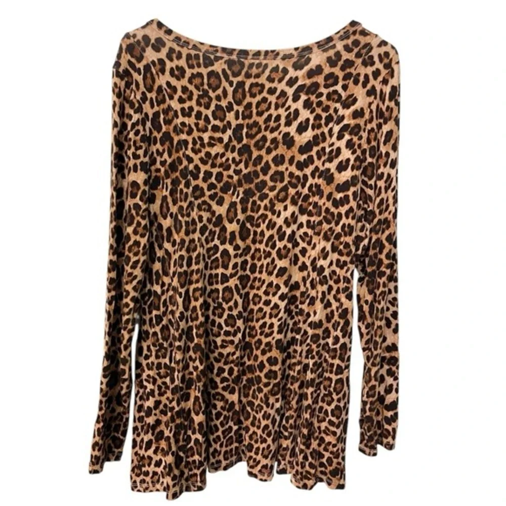 Torrid 1 Brown Leopard Print Long Sleeve Scoop Neck Super Soft Top‎ Mobwife